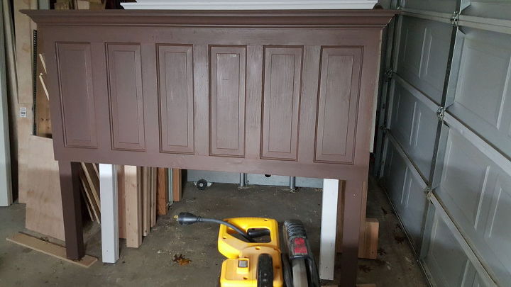 door converted into headboard, diy, doors, painted furniture, woodworking projects