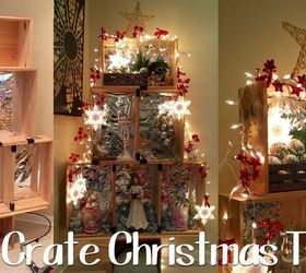 crate christmas tree, christmas decorations, repurposing upcycling, seasonal holiday decor