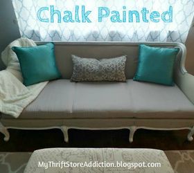 transformed a yard sale sofa with chalk paint, chalk paint, painted furniture