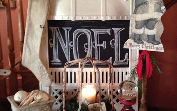Repurposed Antique Fireplace Cover to Vintage Chalkboard