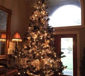 dingy white tree tree spray painted black, christmas decorations, seasonal holiday decor