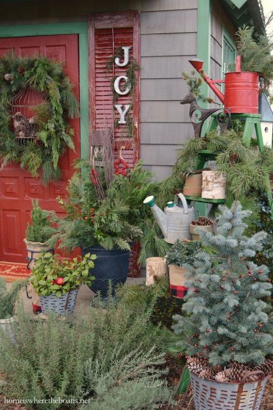 christmas decor joy to the potting shed, christmas decorations, outdoor living, seasonal holiday decor