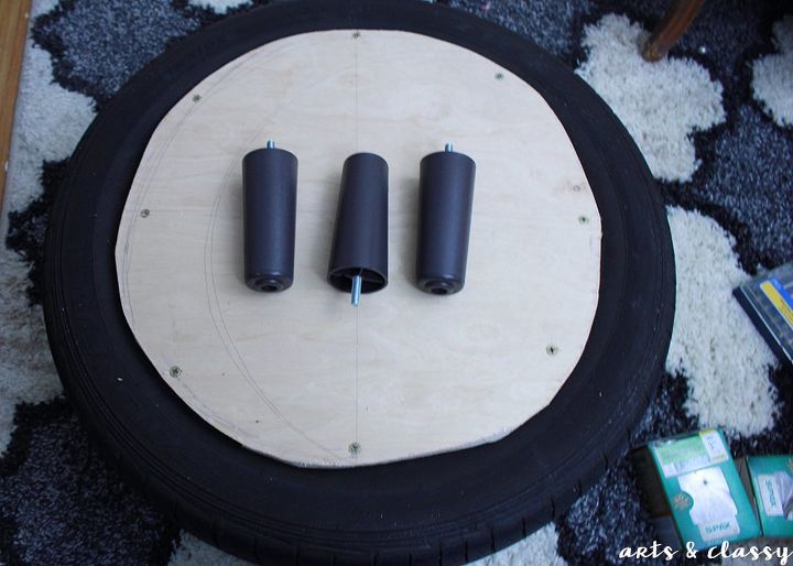 tutorial otomano de armazenamento chique do projeto diy reciclagem de pneus