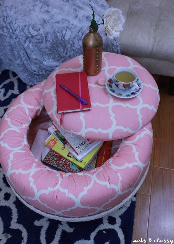 proyecto diy chic storage ottoman tutorial tire upcycle