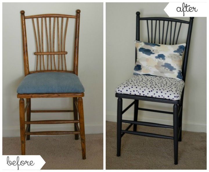 s 14 shocking furniture transformations using fabric, painted furniture, reupholster, She Gave This a Burst of Contrast