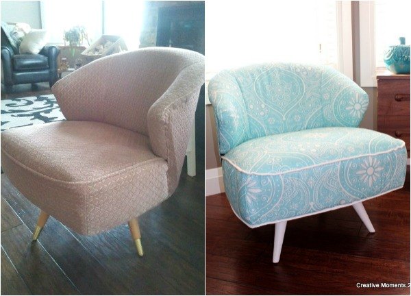 s 14 shocking furniture transformations using fabric, painted furniture, reupholster, 80 Year Old Couch Looks Brilliant in Blue