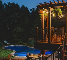 outdoor retreat for active family, decks, fireplaces mantels, outdoor furniture, outdoor living, patio, pool designs