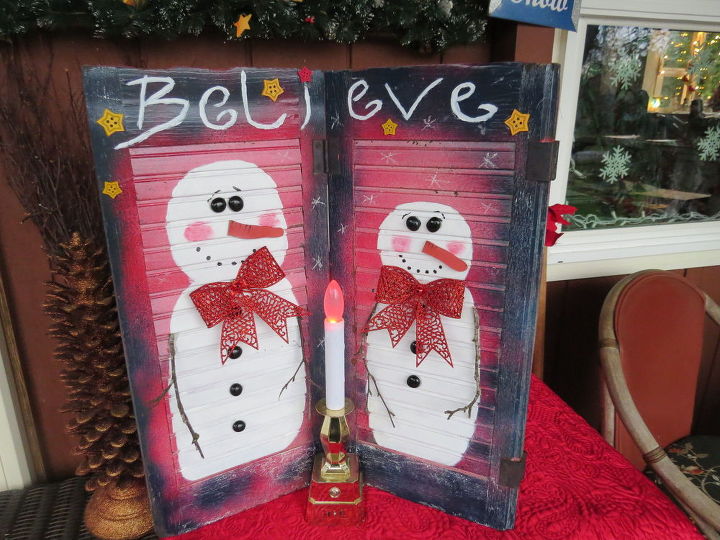 repurpose window shutter snowman decoration, christmas decorations, crafts, repurposing upcycling, seasonal holiday decor