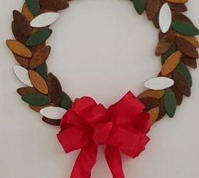Christmas Wreath Made From Wood Biscuits Found in the Tool Department