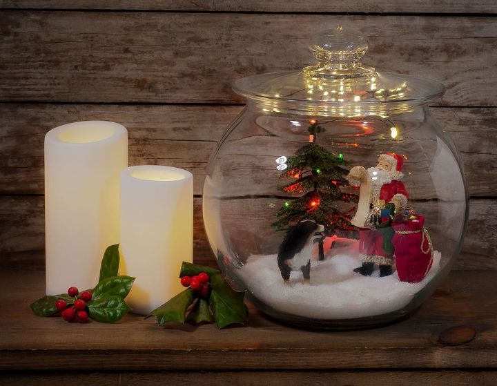miniature christmas jar scene, christmas decorations, seasonal holiday decor