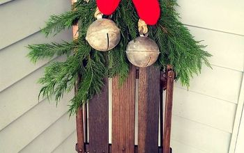 Antique Sled and Sweater "Mittens" Winter Porch Decor