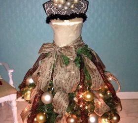christmas decoration dress form, christmas decorations, repurposing upcycling, seasonal holiday decor