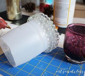 repurpose creamer bottle into glitter candle holder for holiday, christmas decorations, crafts, how to, repurposing upcycling, seasonal holiday decor