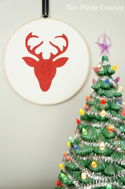 23 ideas navideas fciles para el ltimo minuto, Arte de aro con renos de purpurina