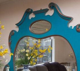 painted teal blue mirror furniture dresser, painted furniture