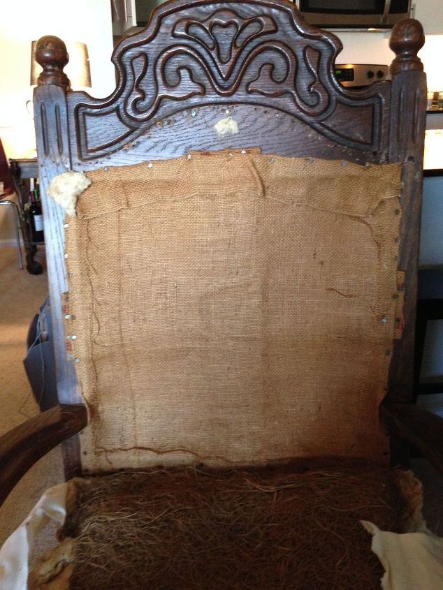 reupholstering an antique chair, reupholster