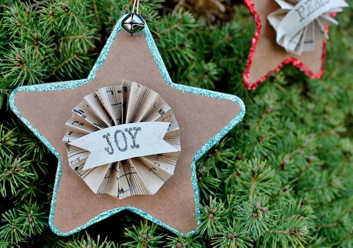 christmas ornaments craftsupcycled cardboard star, christmas decorations, crafts, decoupage, seasonal holiday decor