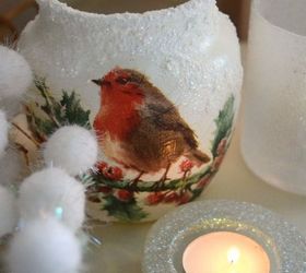 reuse an old candle jar to create this christmas candle holder, chalk paint, christmas decorations, crafts, decoupage, repurposing upcycling