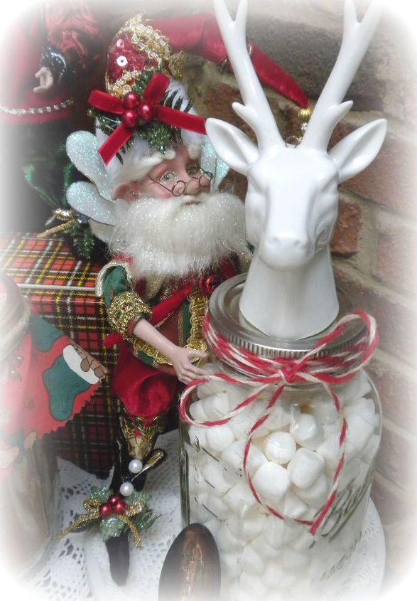 chirstmas holidy hot drink stand, christmas decorations, seasonal holiday decor, Mason Jar of Marshmallows also Gift Ready