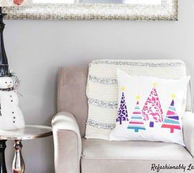 s 14 impossibly pretty christmas decorations using stencils, christmas decorations, seasonal holiday decor, Color Pop Tree Pillows