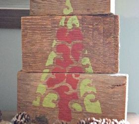 s 14 impossibly pretty christmas decorations using stencils, christmas decorations, seasonal holiday decor, Wood Block Tree