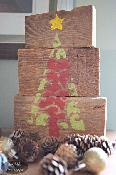 s 14 impossibly pretty christmas decorations using stencils, christmas decorations, seasonal holiday decor, Wood Block Tree