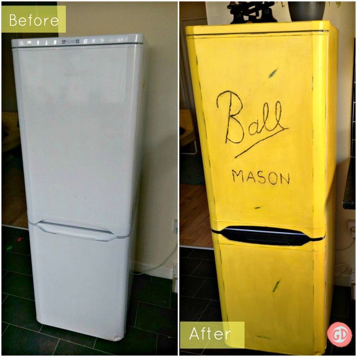 diy painted fridge, appliances, painted furniture