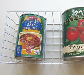 s here are 10 genius organizing ideas using dollar store bins baskets, organizing, storage ideas, Use baskets for canned food stacking
