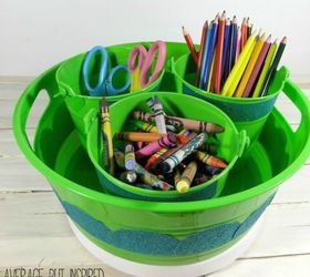 s here are 10 genius organizing ideas using dollar store bins baskets, organizing, storage ideas, Create a spinning office supply caddy