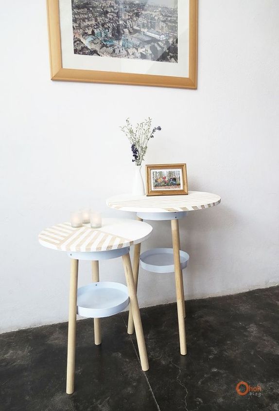 side table made with paint buckets, painted furniture, repurposing upcycling