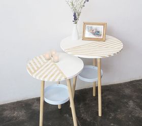 side table made with paint buckets, painted furniture, repurposing upcycling