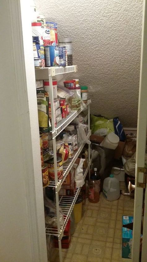 q making best use of tiny pantry space, closet, As can be seen food overcrowded on the left back packed with bags of cooking items food overflow and tons that can t be stored in the kitchen