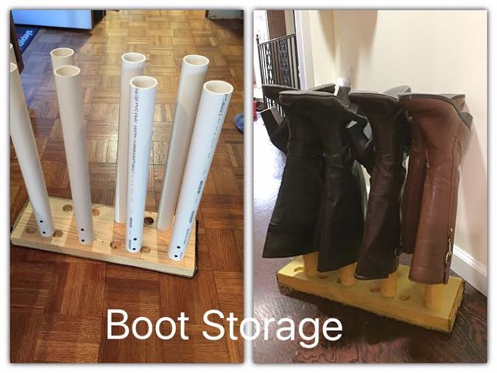 boot storage diy pvc pipes, organizing, storage ideas, woodworking projects