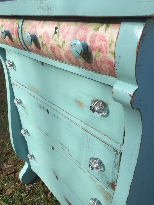 chest of drawers painted teal, painted furniture