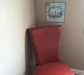 paint fabric with fusion mineral paint, painted furniture, reupholster, Red leather chair found at a clearance sale
