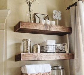 diy projects to make your rental home look more expensive, crafts, home decor, painting, shelving ideas, storage ideas, wall decor, Distressed Floating Shelves
