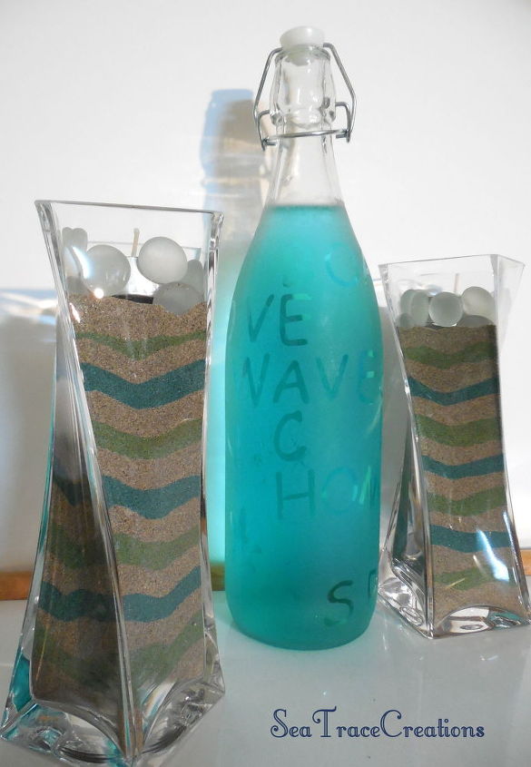 vasos de areia de praia diy, Vasos Wave Tealight