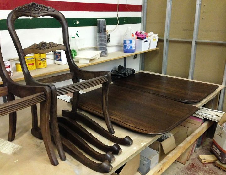 5 piece dining set upcycle, diy, painted furniture, reupholster, woodworking projects