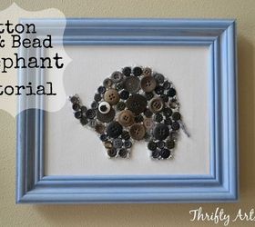 easy diy button and bead elephant nursery wall art, bedroom ideas, crafts, wall decor
