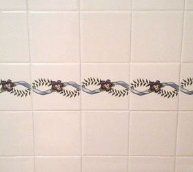 q refinishing bathroom wall tiles, tiling, Not my style of purple violets and ribbon HELP