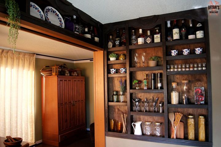 prateleiras embutidas na parede da cozinha, Prateleiras de cozinha DIY montadas na parede