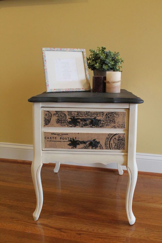 chalk paint table with burlap drawers, chalk paint, painted furniture