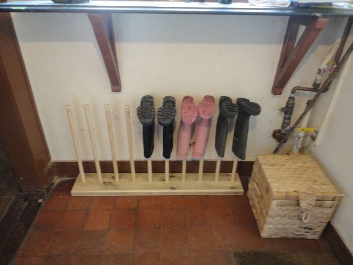 boot rack for wellies diy, diy, organizing, storage ideas, woodworking projects