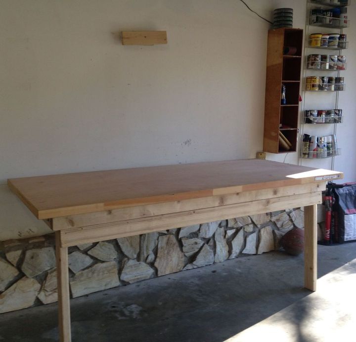 folding worktable for the garage diy, repurposing upcycling, woodworking projects, Sturdy workspace