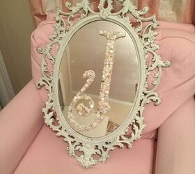 monogram a mirror with vintage buttons, crafts