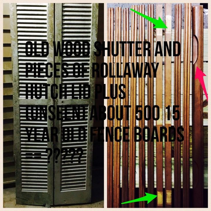 q need repurpose inspiration, repurpose building materials, repurposing upcycling, Left is wood shutter door Heavy and about 6 ft tall Right is the pieces of rollaway lid Will add photos without text as well