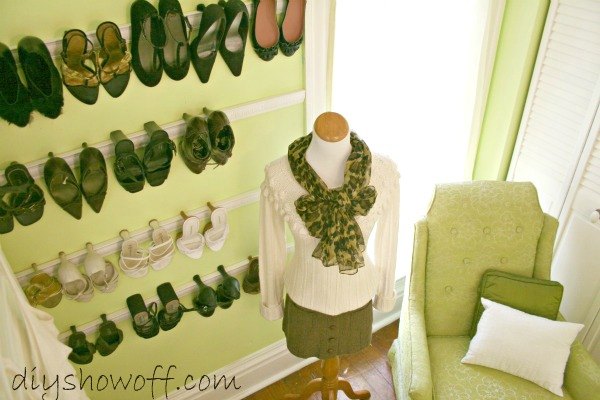 s 23 insanely clever ways to eliminate clutter, organizing, storage ideas, Use Trim to Store Heels on the Wall