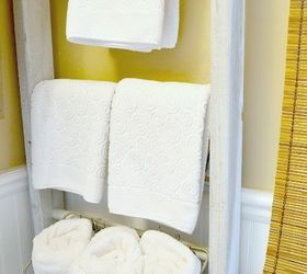 s 23 insanely clever ways to eliminate clutter, organizing, storage ideas, Organize Towels on a Ladder