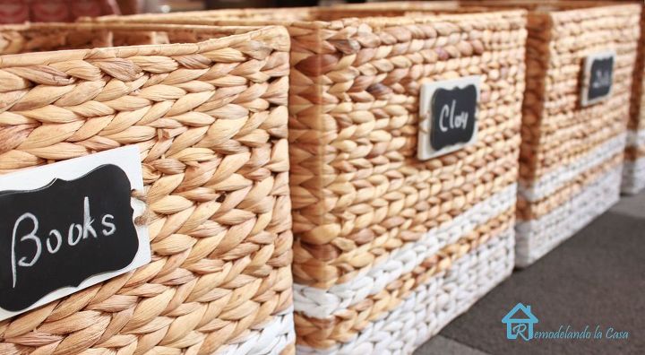 s 23 insanely clever ways to eliminate clutter, organizing, storage ideas, Add Labels and Color to Bins for Easy Stowage