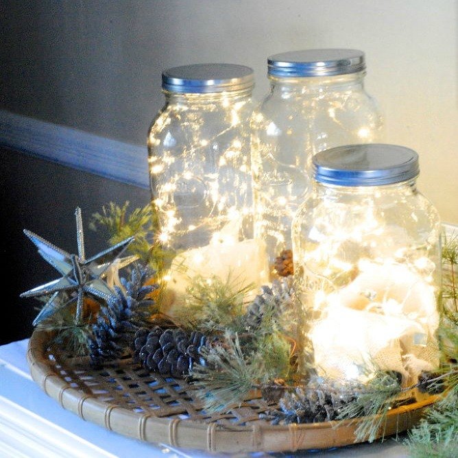 s 14 string light ideas that are cozier than your bed, bedroom ideas, lighting, Shimmering Fairy Light Jars